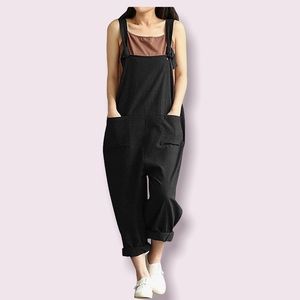 Women's Casual Plus Size Overalls Baggy Wide Leg Loose Rompers Jumpsuit